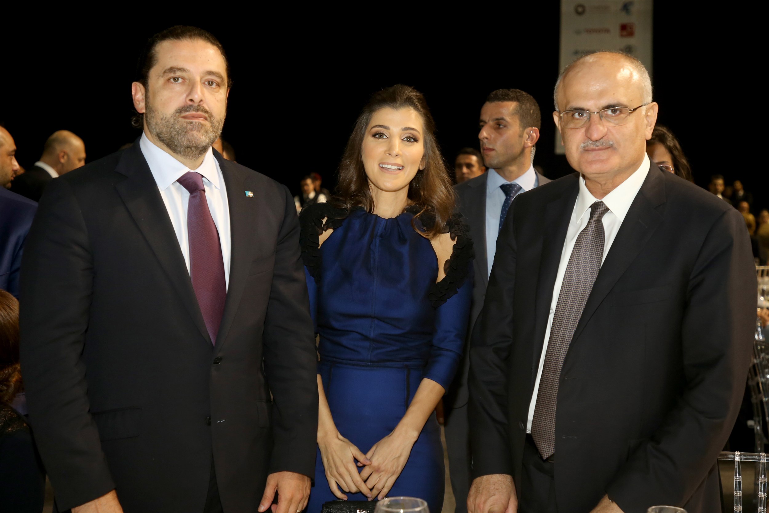 iaaf president with he pm saad hariri and he minister of finance mr. ali hassan khalil in lne gala dinner 