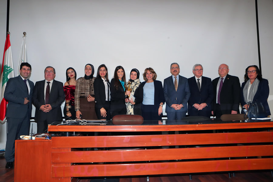 the award-winning team behind the project “legal regulation of the redistribution of television stations and multimedia services broadcasting law” with the jury and mrs. inas al jarmakani.